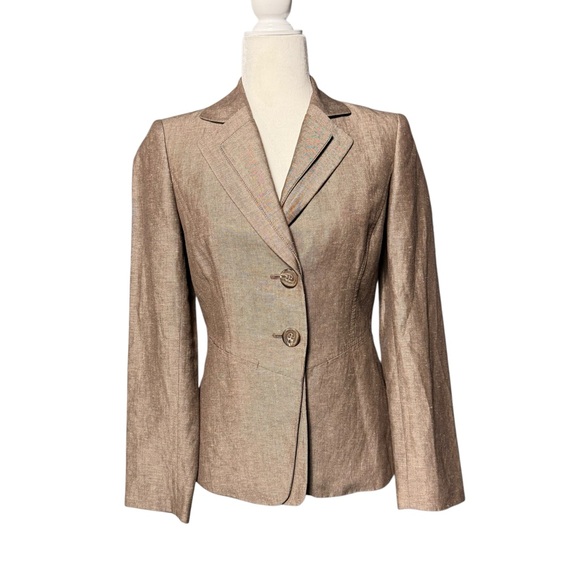 Tahari Light Brown Linen Blend Blazer size 2 - Picture 2 of 7